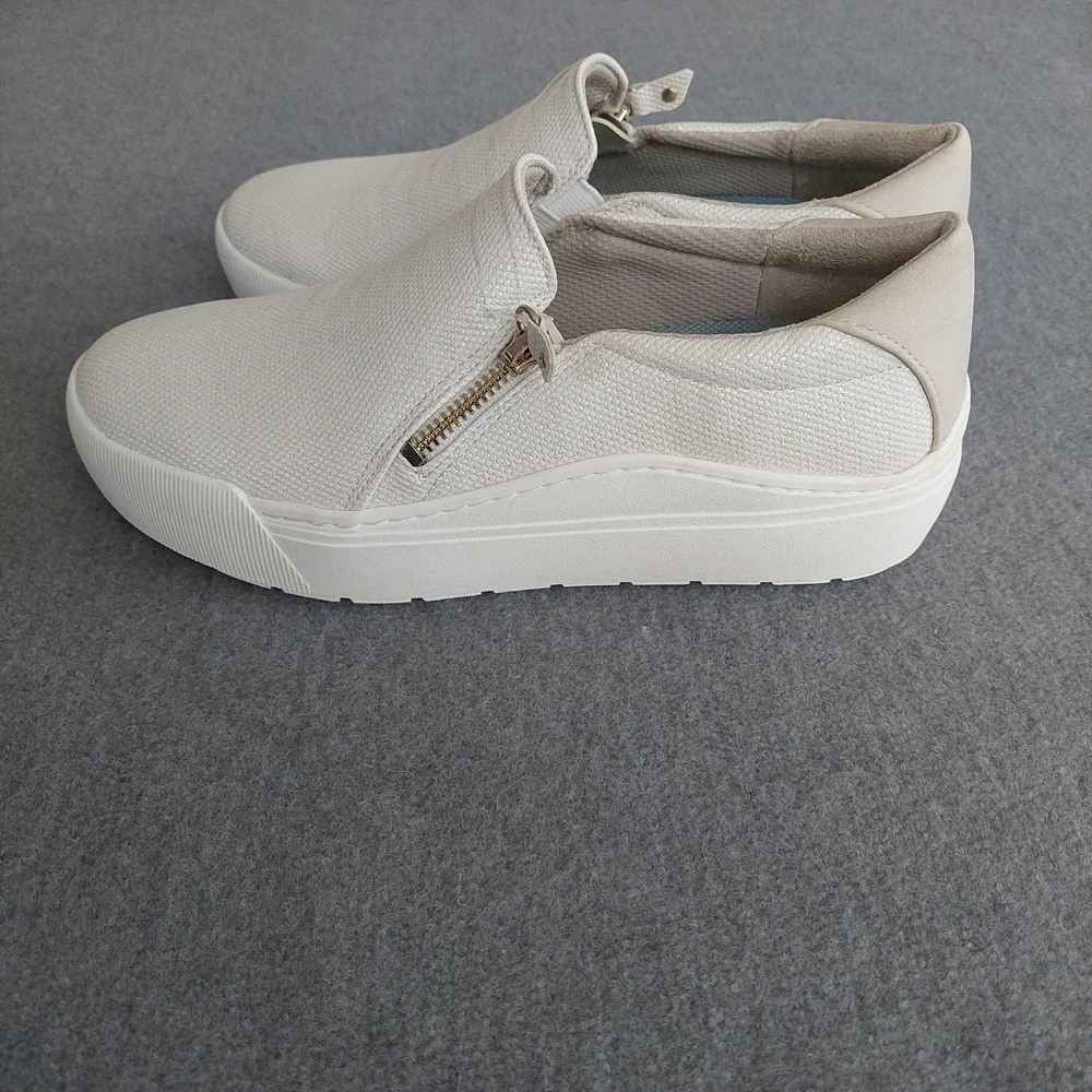 Scholl's Time Off Now Platform Sneaker Cream Snake Zip NWOB Women's 8M